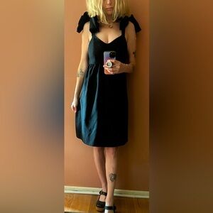 BUILT BY WENDY Little Black Dress With Big Embellishment Bows.